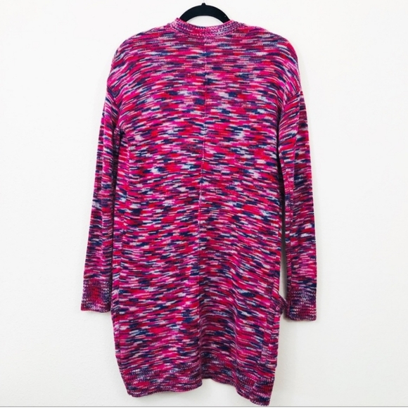 BP Long Open Cardigan Red Pink Blue Cream Size S - Picture 2 of 6